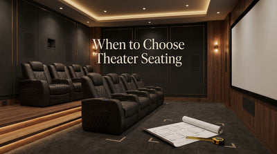 Private home theater project with seating coordinated around the riser, screen, lighting, and electrical plan