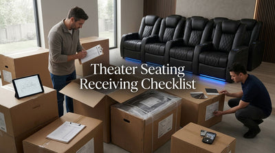 Theater seating shipment being inspected against an order and receiving checklist
