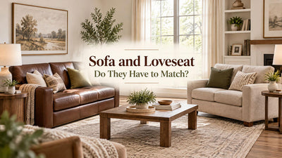 A coordinated living room with a sofa and loveseat in different upholstery
