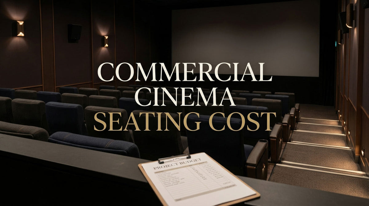 Illustrative commercial cinema seating and a project budget sheet