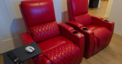 Well-maintained red leather recliner chairs with quilted pattern showing results of proper conditioning and care routine