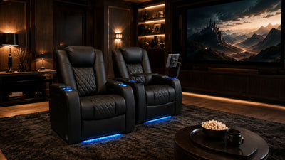 Theater recliners in a private home theater room