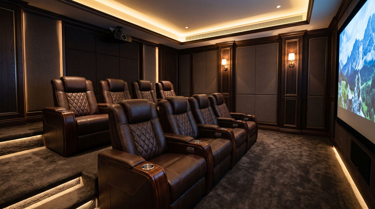 luxury home theater seating in a private cinema room