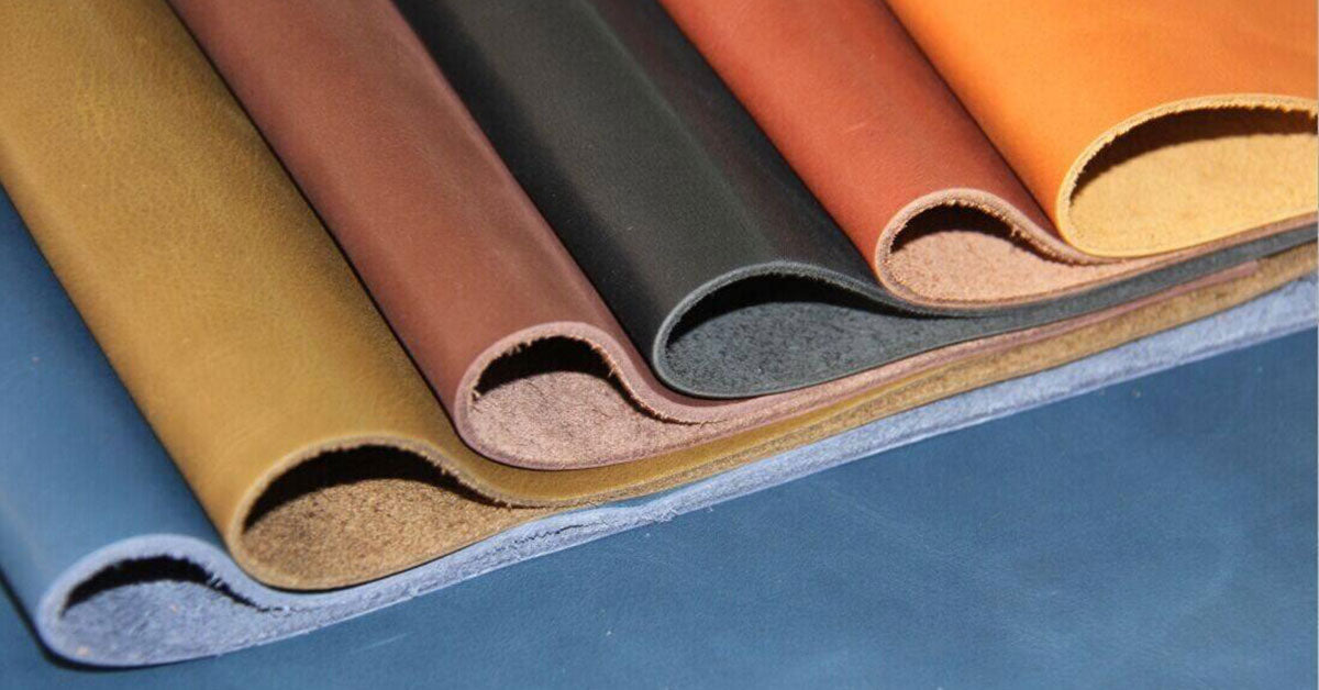 Different colored leather rolls in various finishes