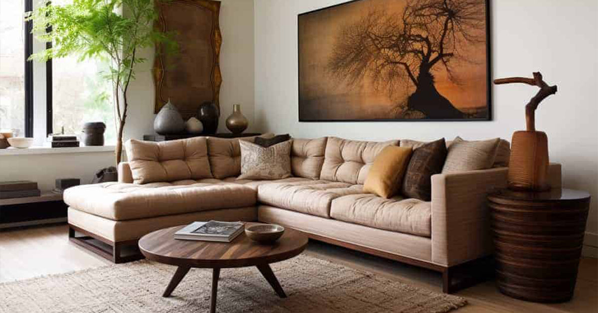 L-shaped sofa layout in the corner