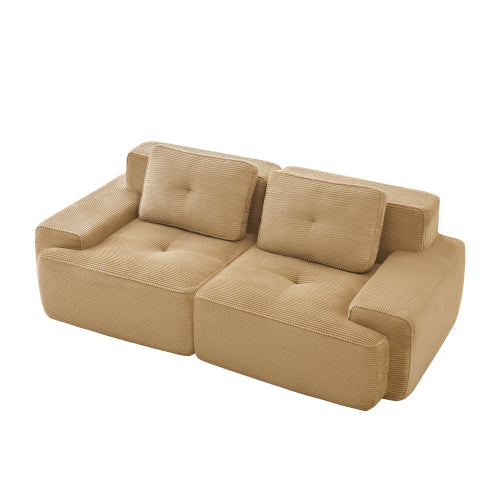 Oversized 6-Seater V-Shaped Corduroy Sectional with Dual Movable Ottomans