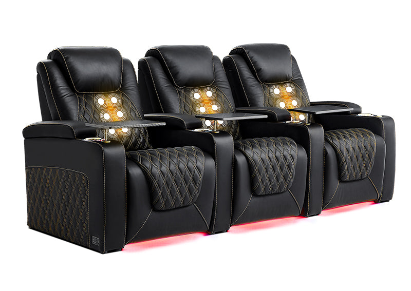 Weilianda LumiChic Massage Series Three-Seat Genuine Leather Sofa | Power Headrest & Footrest