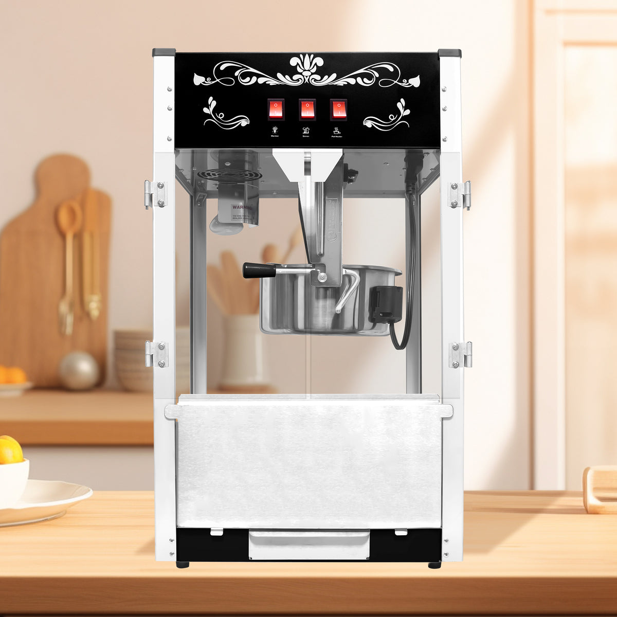 Commercial 16 Oz Countertop Popcorn Machine with Stainless Steel Accessories, Black