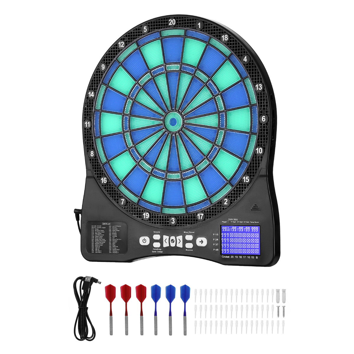 Feature-Packed Electronic Dartboard with LED Target, 48 Games & 8-Player Mode