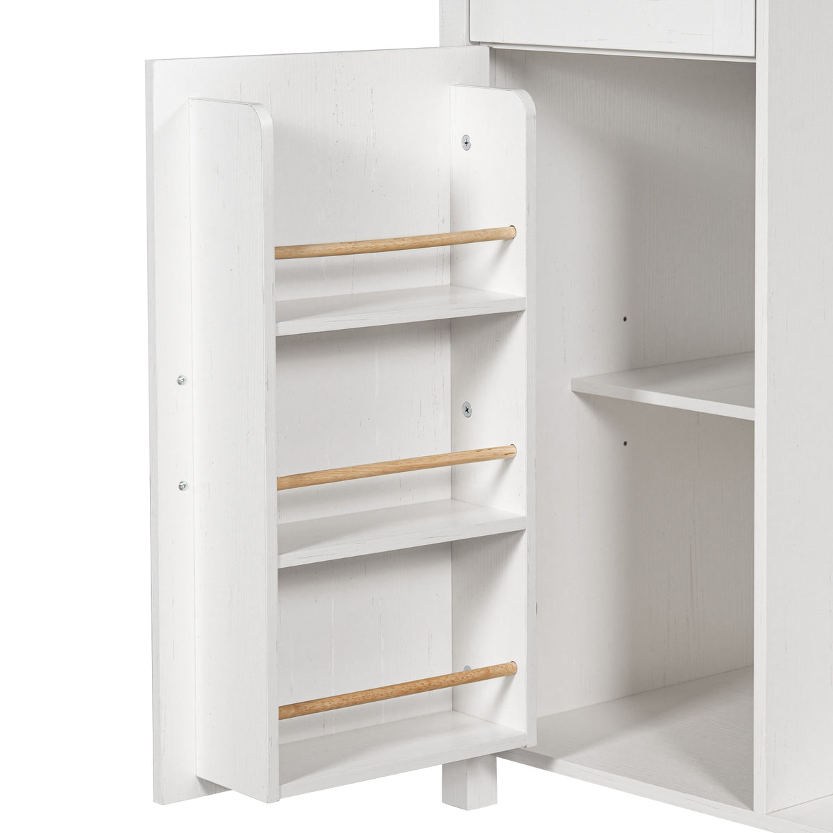 53.2" Farmhouse Fridge Cabinet Cabinet with Power Outlet, White