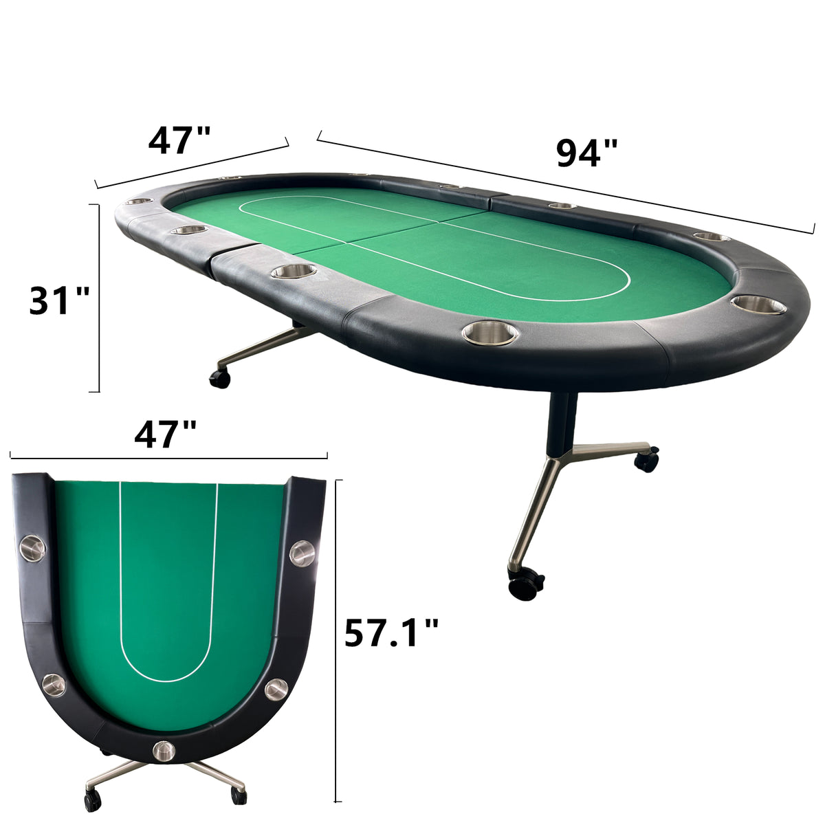 INO Design 94" Fodable Poker Table for 10 players, Green