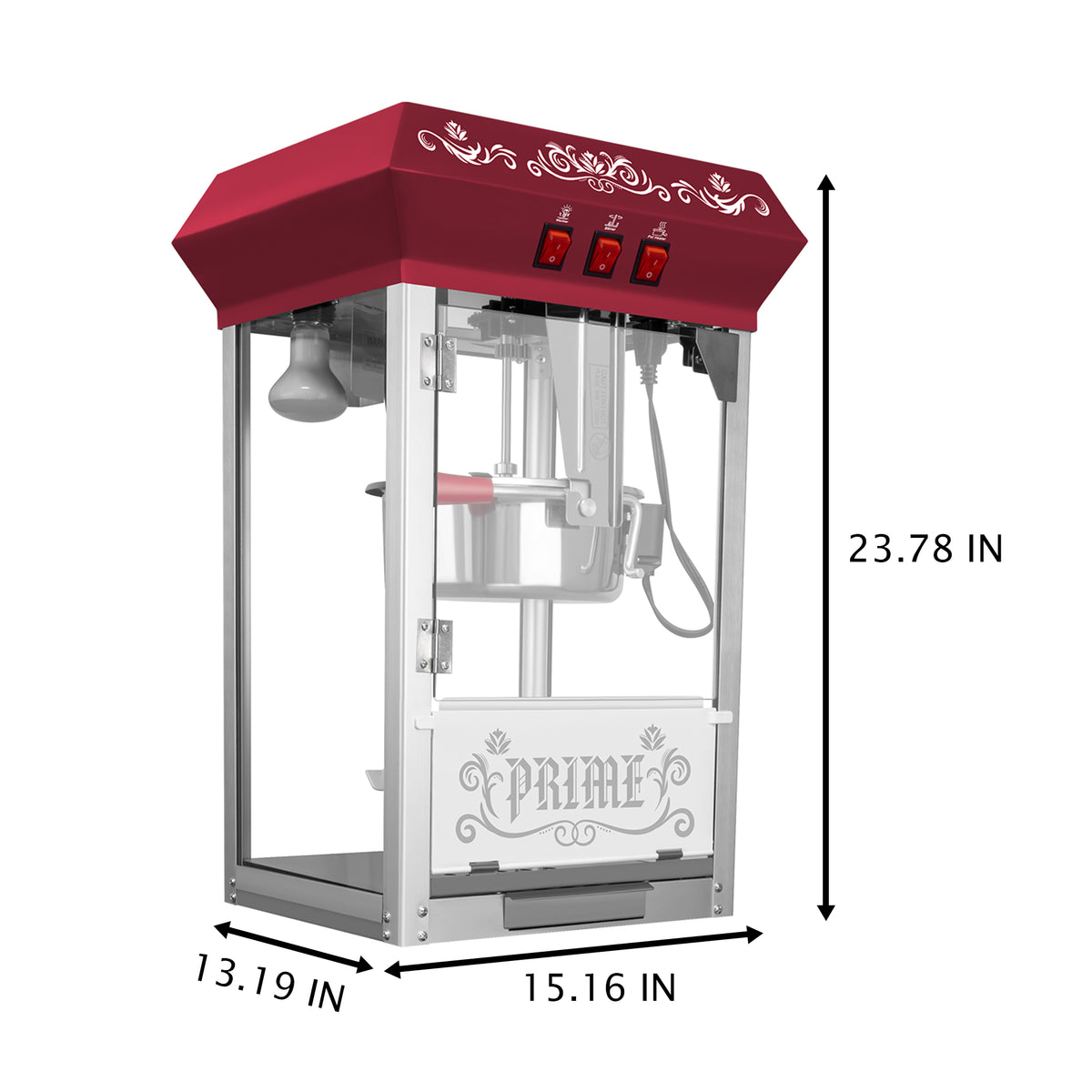 Commercial 12 Oz Countertop Popcorn Machine with Tempered Glass & Warming Deck, 850W