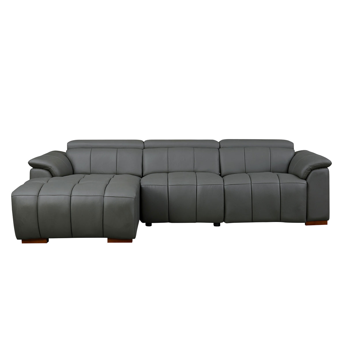 Premium L-Shaped Power Reclining Leather Sectional with USB, Headrests & Footrests