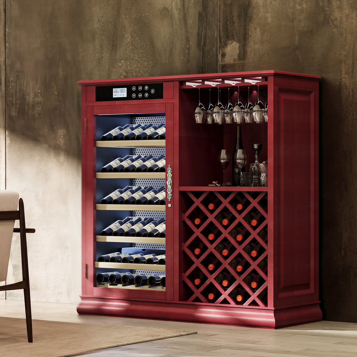 High-Capacity 69-Bottle Wine Refrigerator Cabinet for Kitchen Storage
