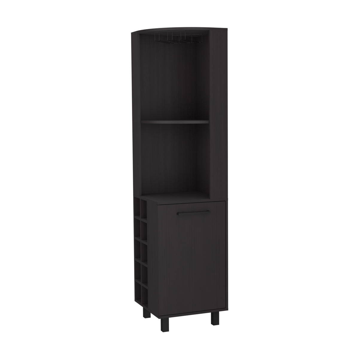 Elegant Corner Bar Cabinet with Wine Rack & Ample Storage, Wengue