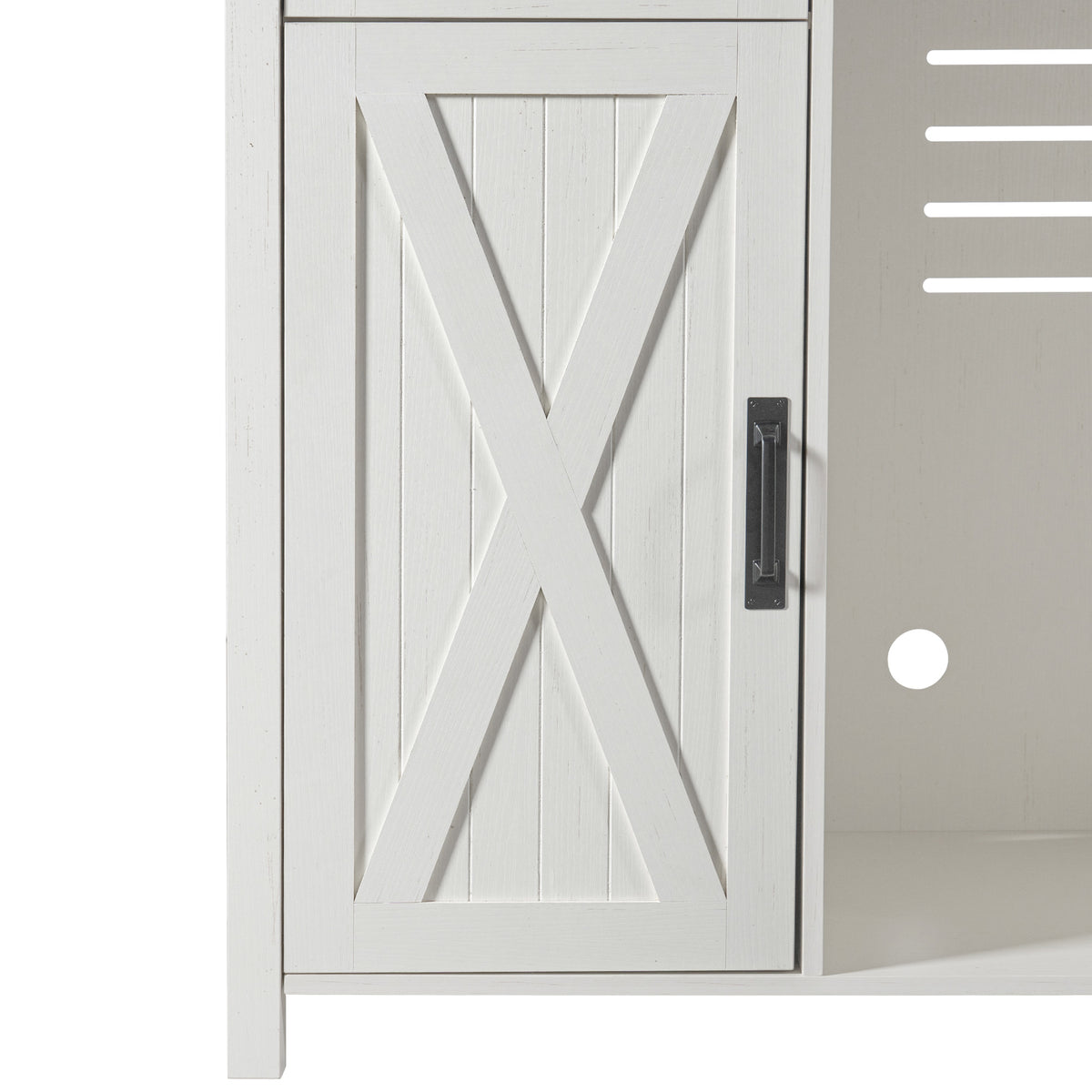 53.2" Farmhouse Fridge Cabinet Cabinet with Power Outlet, White