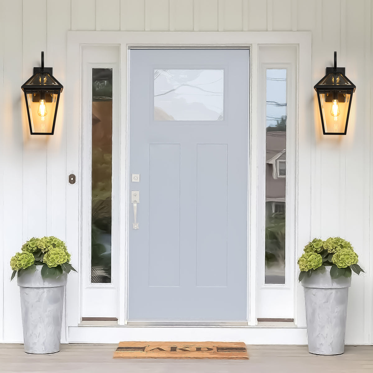 Modern 21" Outdoor Wall Lantern with Clear Glass, Black