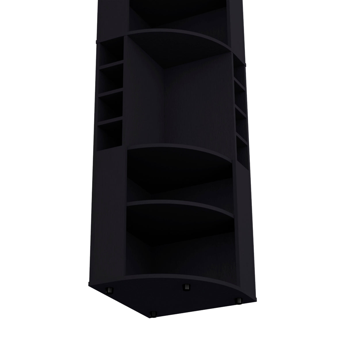 Space-Saving Corner Bar Cabinet with Wine Rack & Cup Hanger, Black