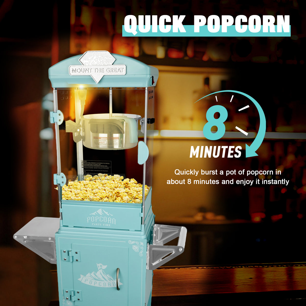 Classic 10 Oz Popcorn Machine Cart with Wheels & Measuring Spoons