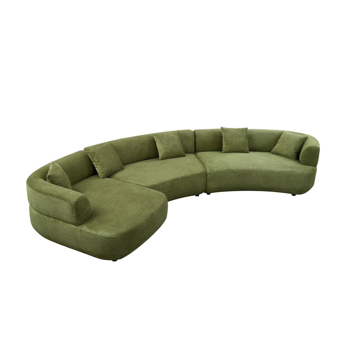 Luxurious 155.91" Curved 6-Seat Modular Sectional with 5 Plush Pillows
