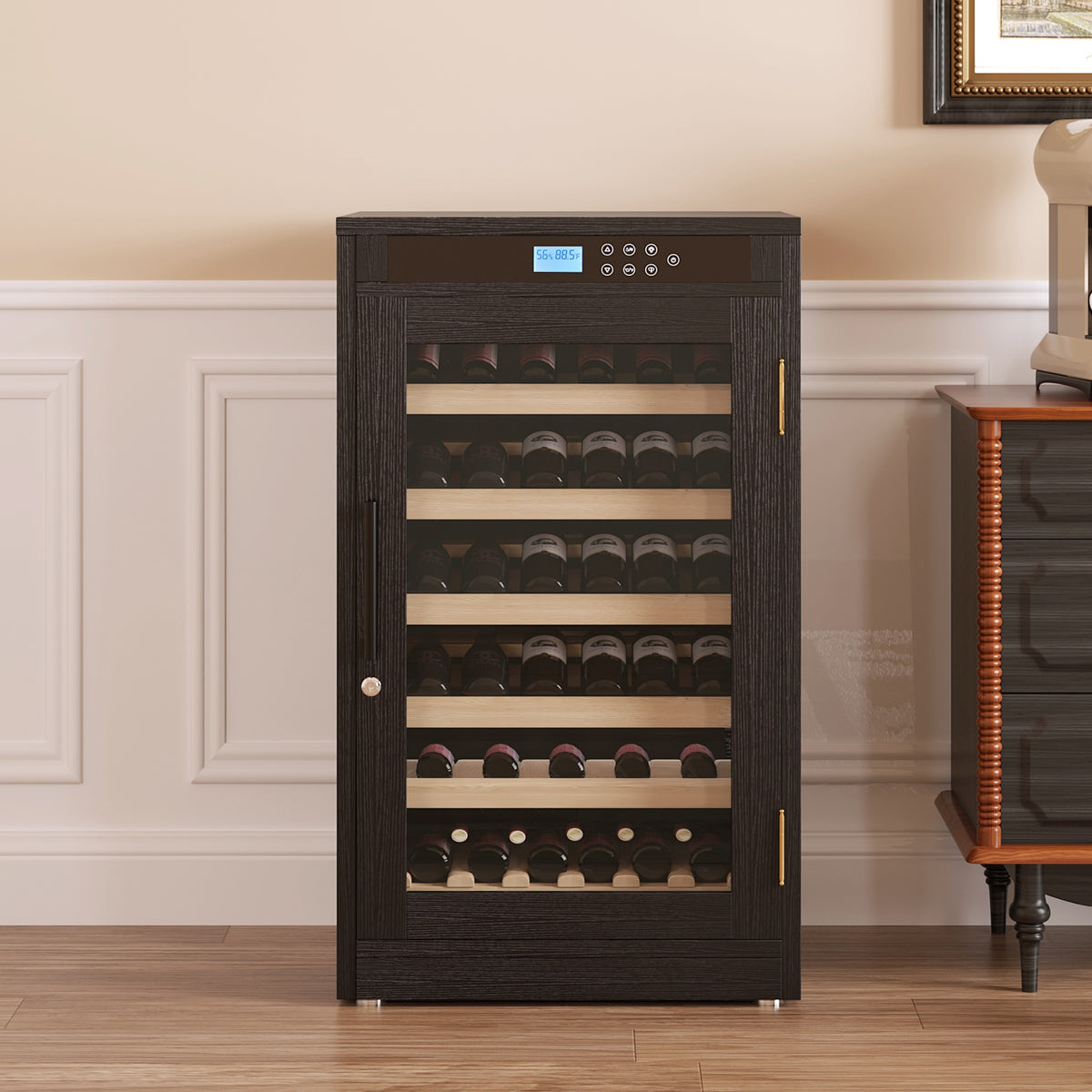 Smart Wine Cooler with LED Touchscreen & Constant Temperature Control, Black