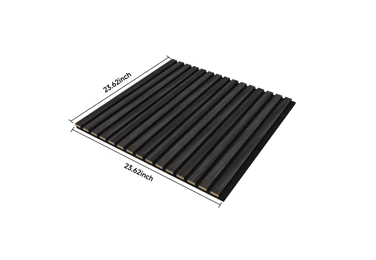 Acoustic Wood Slat Wall Panels, 4-Pack Sound-Absorbing Panels with Adhesive, Matte Black