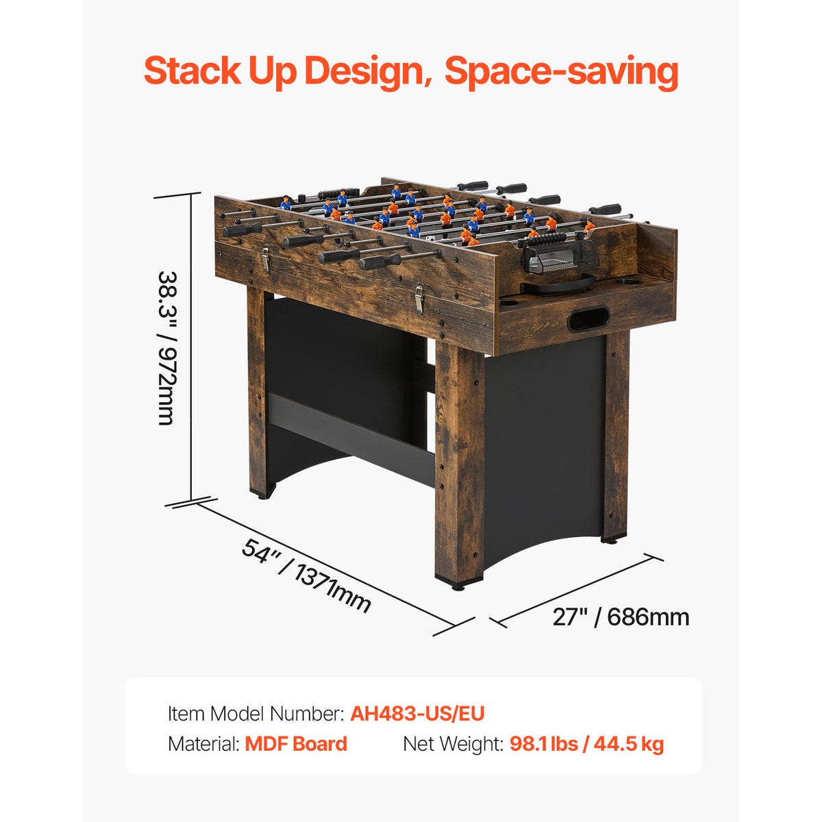 All-in-One 54" 3-in-1 Air Hockey, Ping Pong & Foosball Table