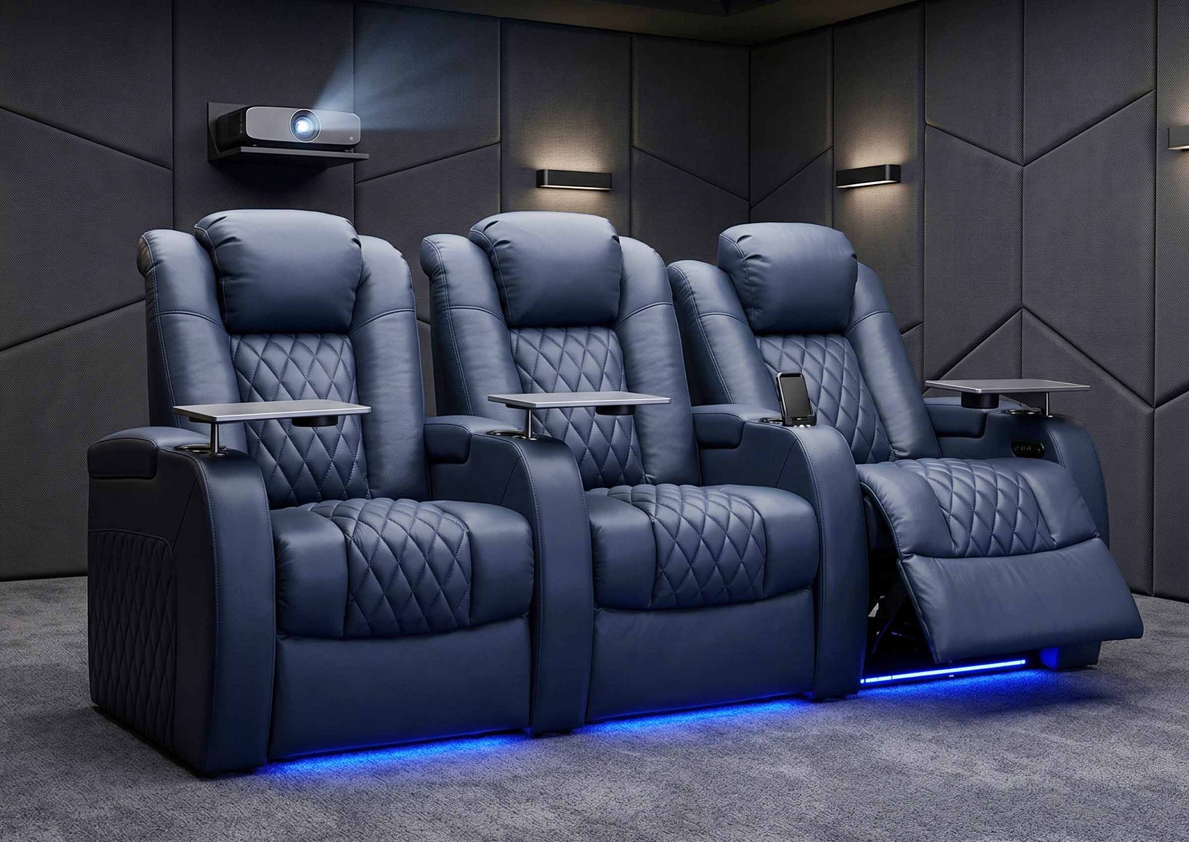 Weilianda 2026 Luxury Version 2.0 Three-Piece Home Theater Seating | Zero Gravity Recline & Ambient Lighting Sofa
