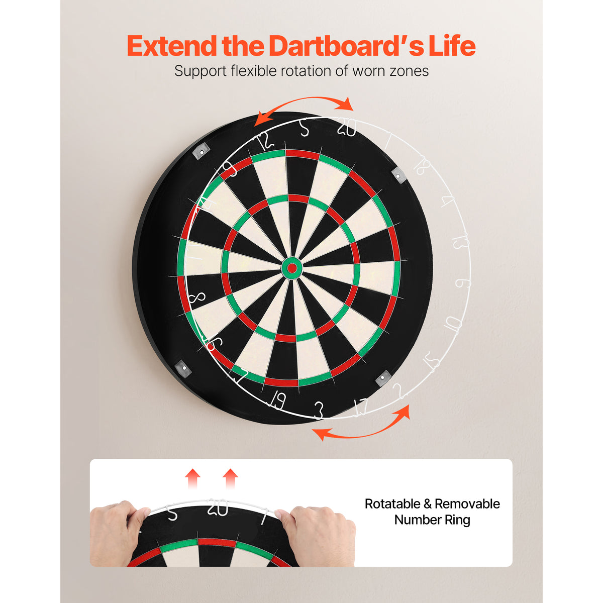 Professional Self-Healing Sisal Dartboard with Blade Wire, 17.7"