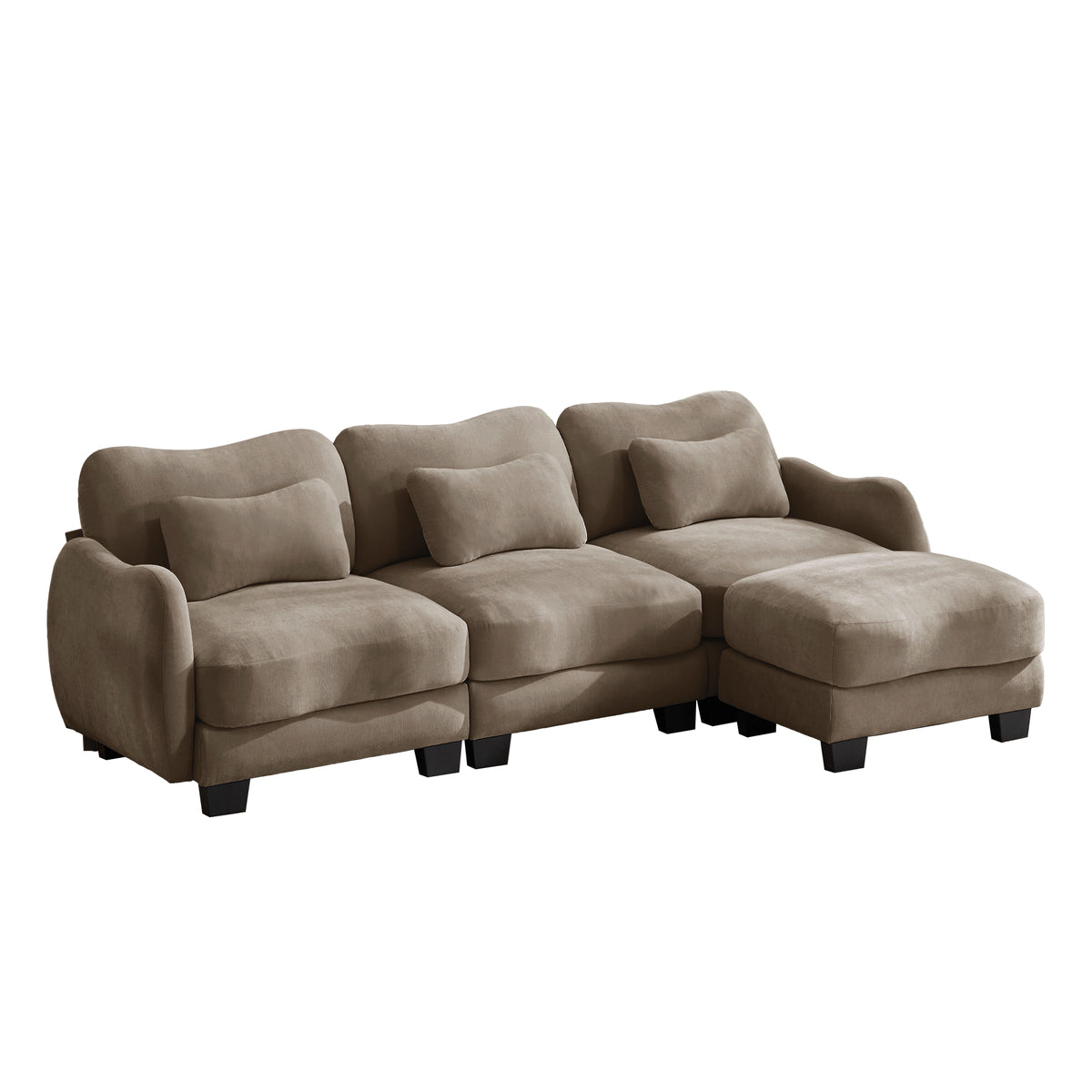 Oversized U-Shaped Chenille Sectional with Dual Movable Ottomans