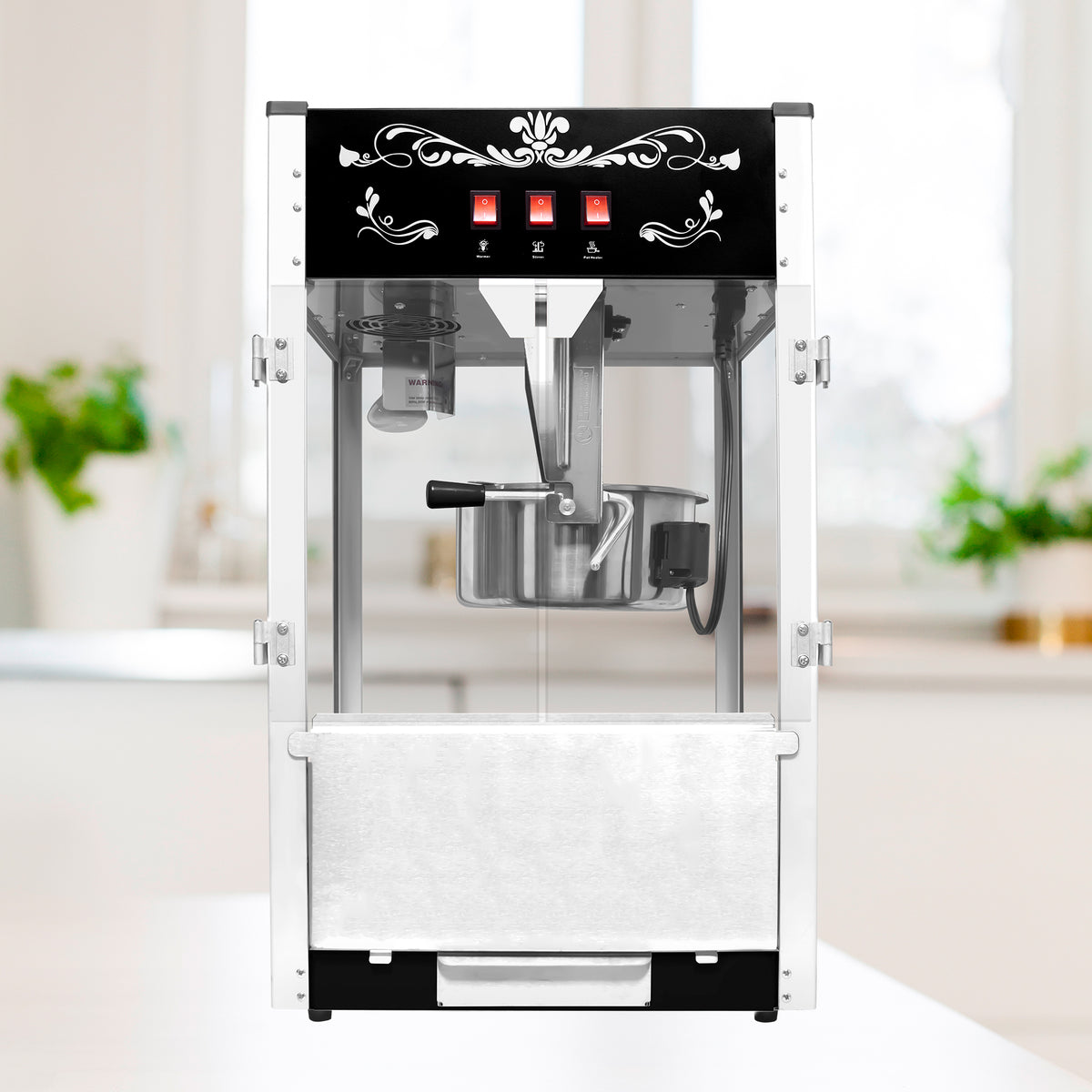 Commercial 16 Oz Countertop Popcorn Machine with Stainless Steel Accessories, Black