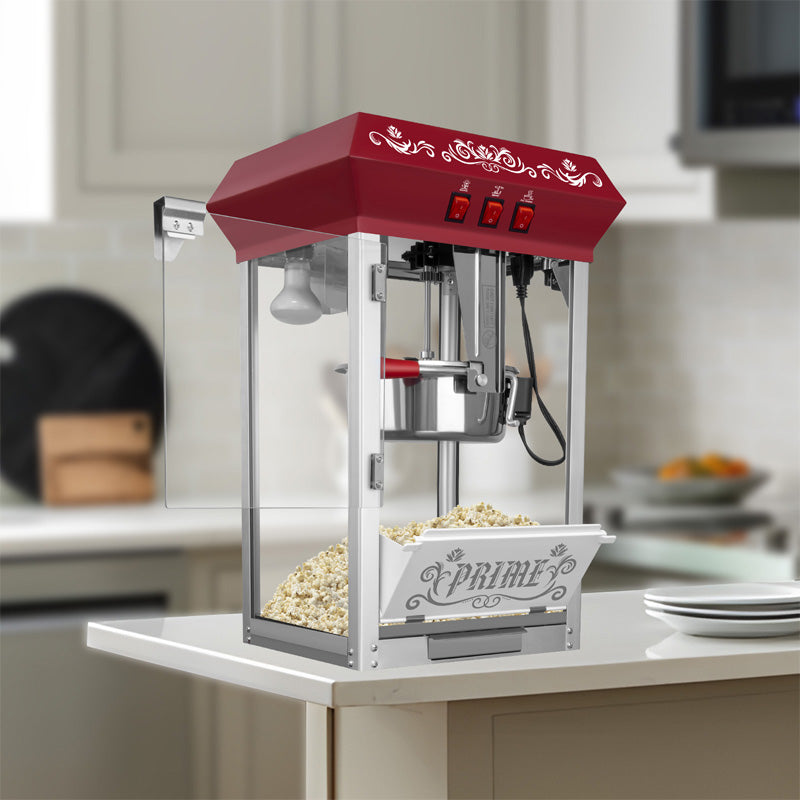 Commercial 12 Oz Countertop Popcorn Machine with Tempered Glass & Warming Deck, 850W
