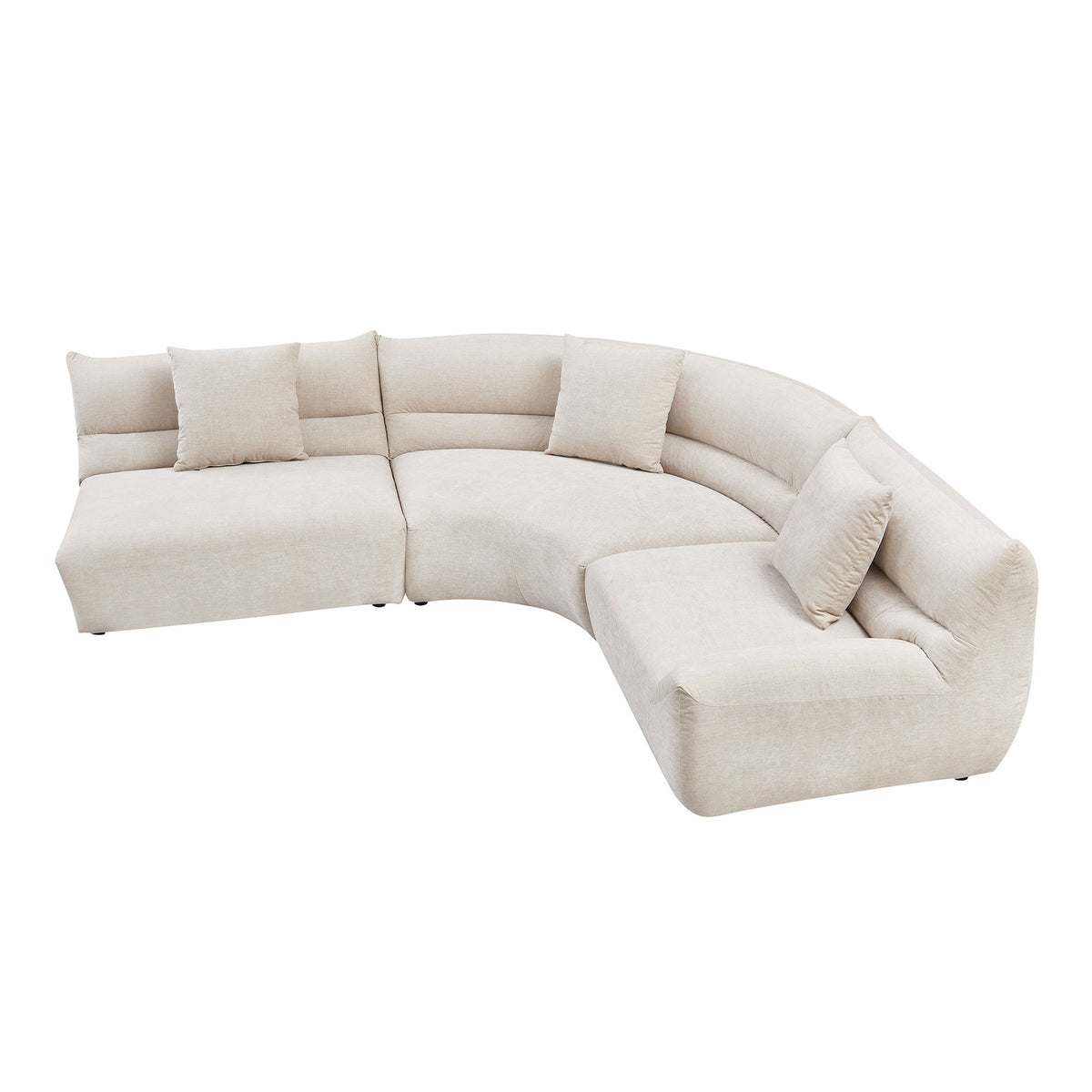 Sleek 3-Piece Curved Modular Sectional with Free-Form Comfort