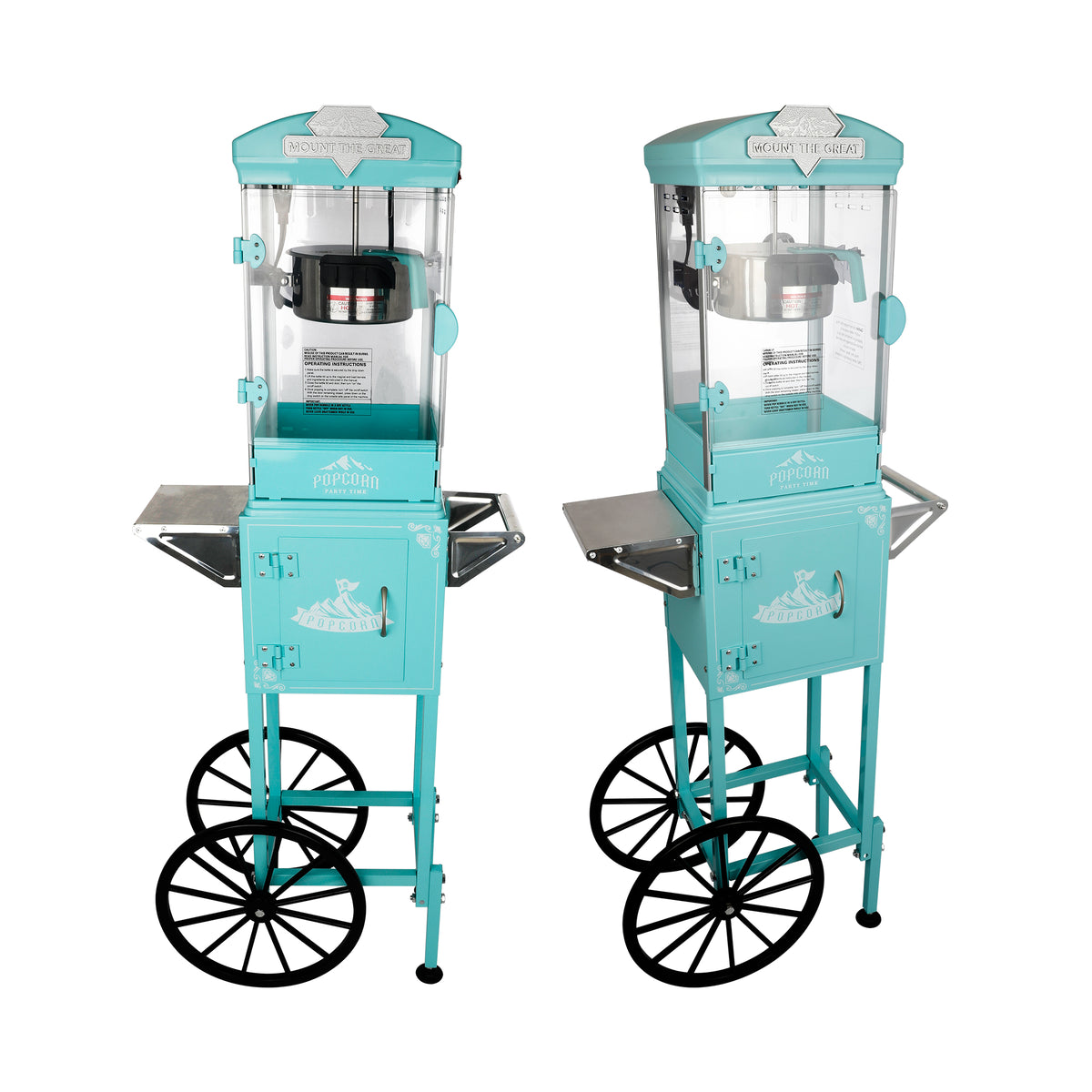 Classic 10 Oz Popcorn Machine Cart with Wheels & Measuring Spoons