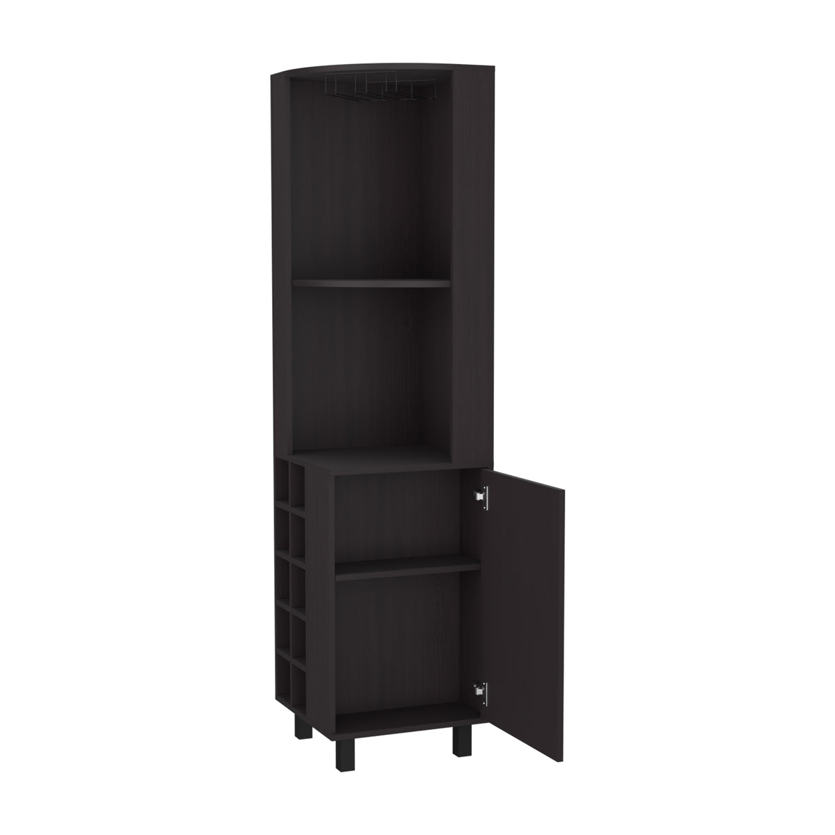 Elegant Corner Bar Cabinet with Wine Rack & Ample Storage, Wengue
