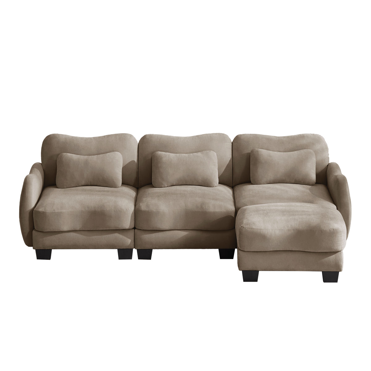 Oversized U-Shaped Chenille Sectional with Dual Movable Ottomans