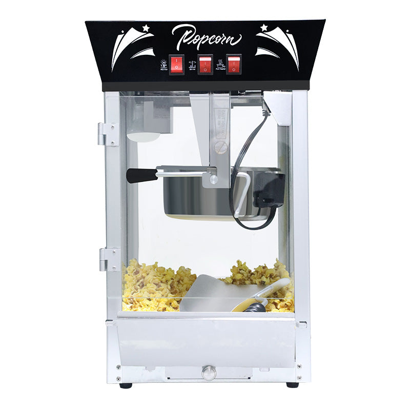 Commercial 12 Oz Countertop Popcorn Machine with Tempered Glass & Warming Deck, 850W