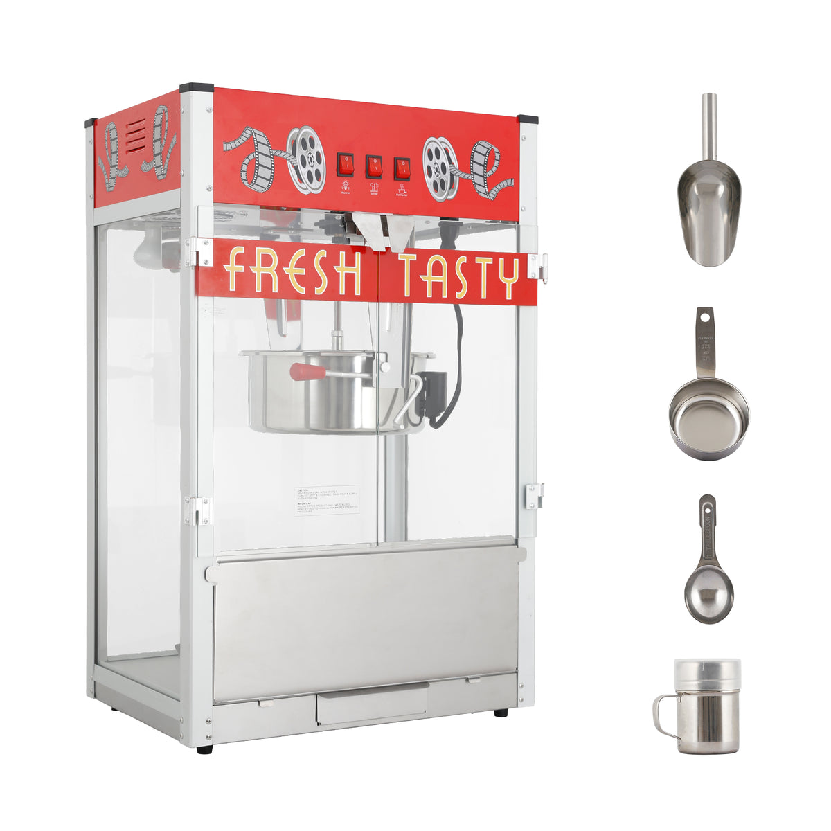 Classic 30 Oz Commercial Popcorn Machine with 3-Switch Control, 1650W