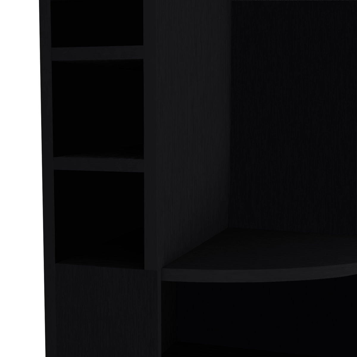 Space-Saving Corner Bar Cabinet with Wine Rack & Cup Hanger, Black