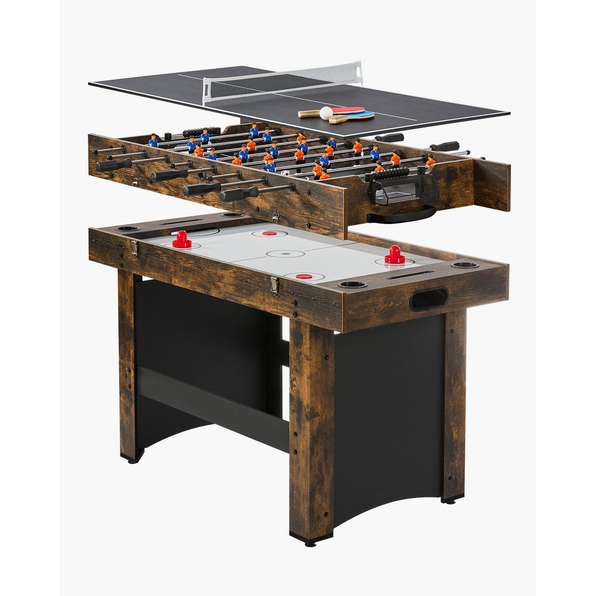 All-in-One 54" 3-in-1 Air Hockey, Ping Pong & Foosball Table