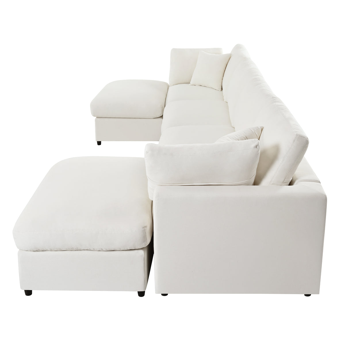 Spacious 128" U-Shaped Modular Sectional with Dual Movable Ottomans