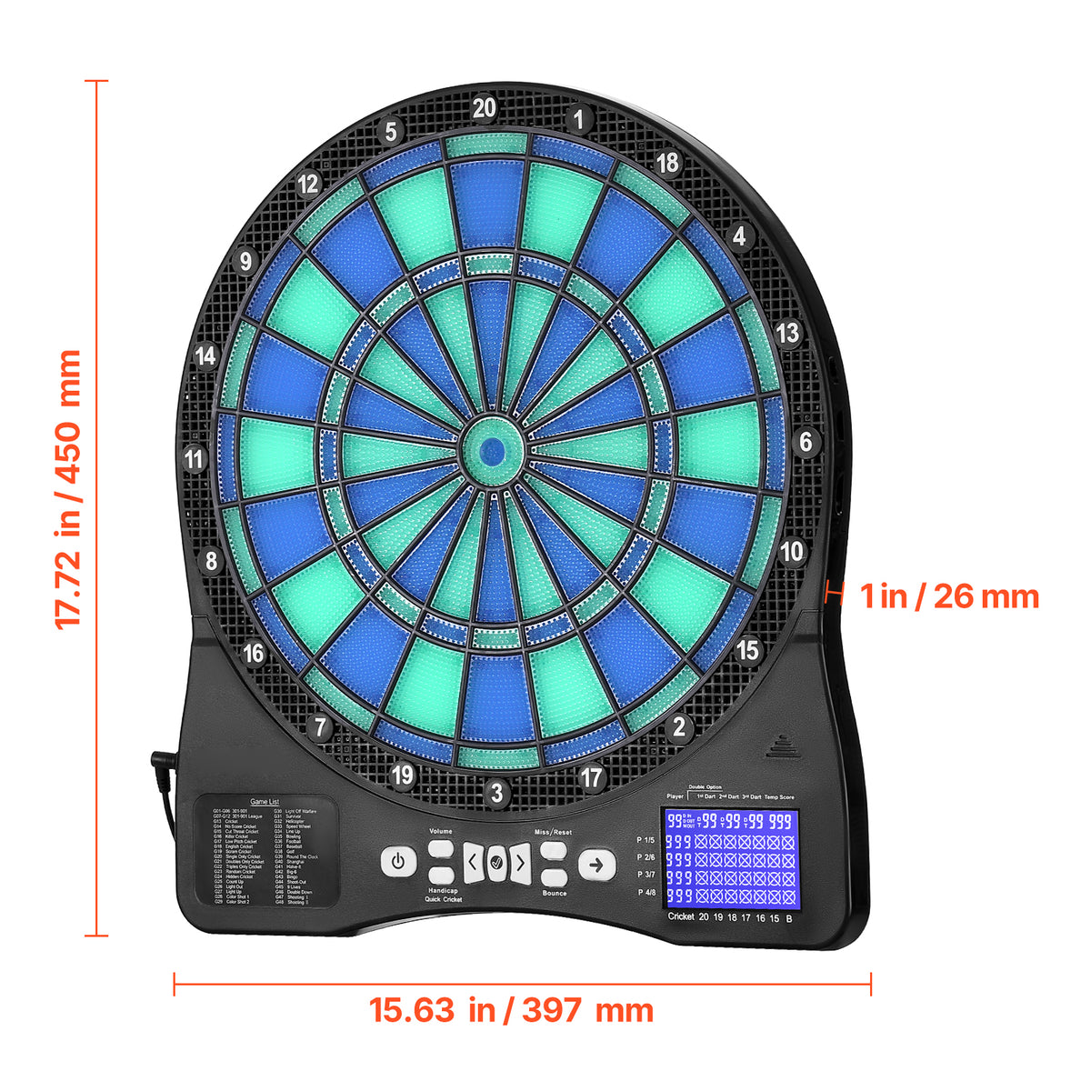 Feature-Packed Electronic Dartboard with LED Target, 48 Games & 8-Player Mode