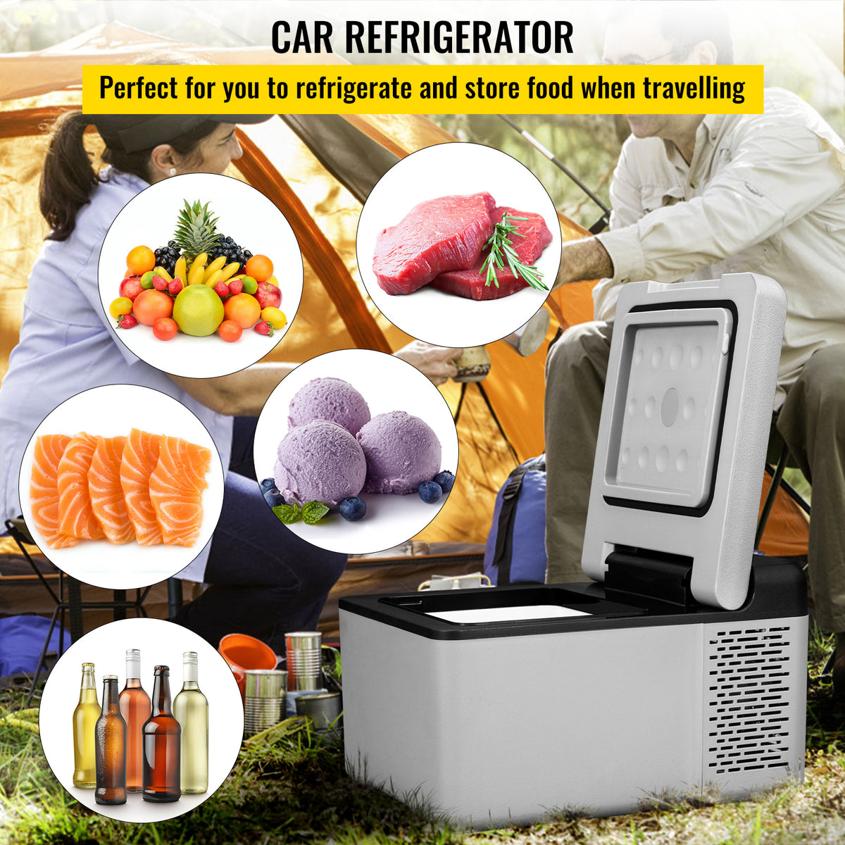 Adventure-Ready 10 Qt Portable 12V Car Fridge & Freezer with APP Control