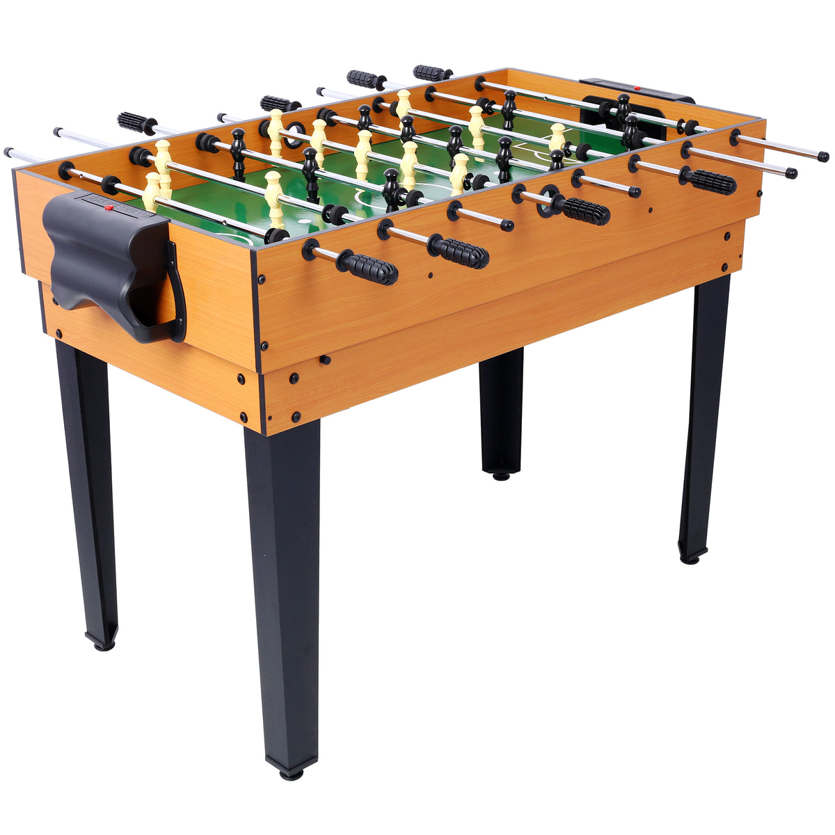 Versatile 5-in-1 Multi-Game Table with Billiards, Foosball & More, Brown/Red