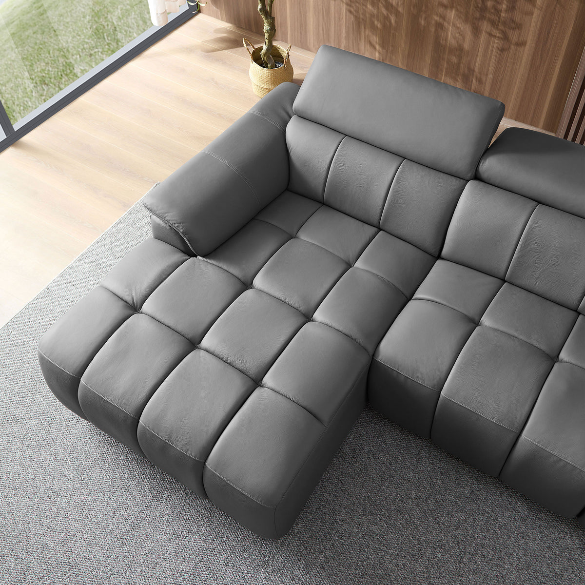 Premium L-Shaped Power Reclining Leather Sectional with USB, Headrests & Footrests