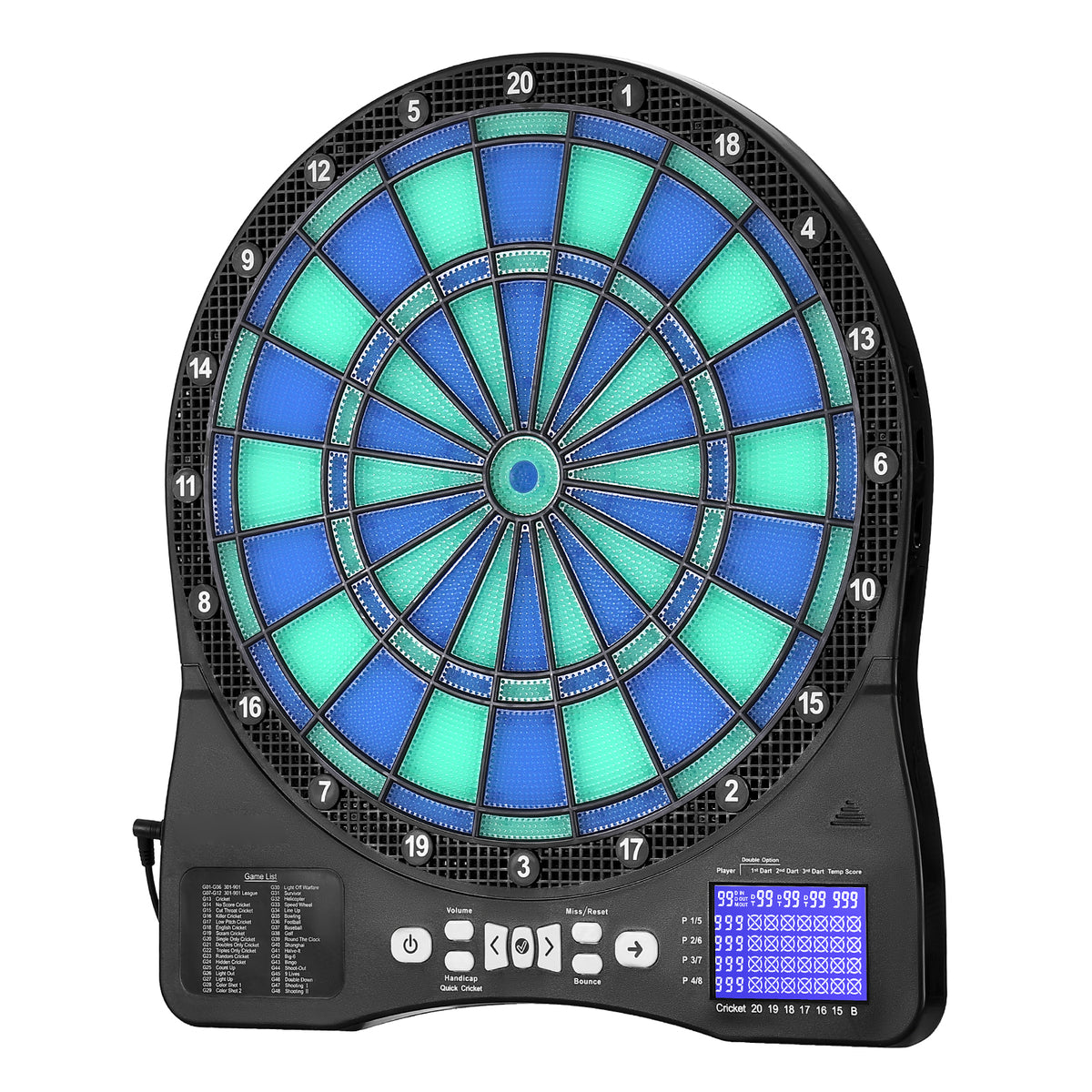 Feature-Packed Electronic Dartboard with LED Target, 48 Games & 8-Player Mode