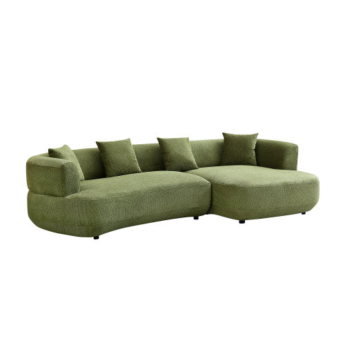 Luxurious 155.91" Curved 6-Seat Modular Sectional with 5 Plush Pillows