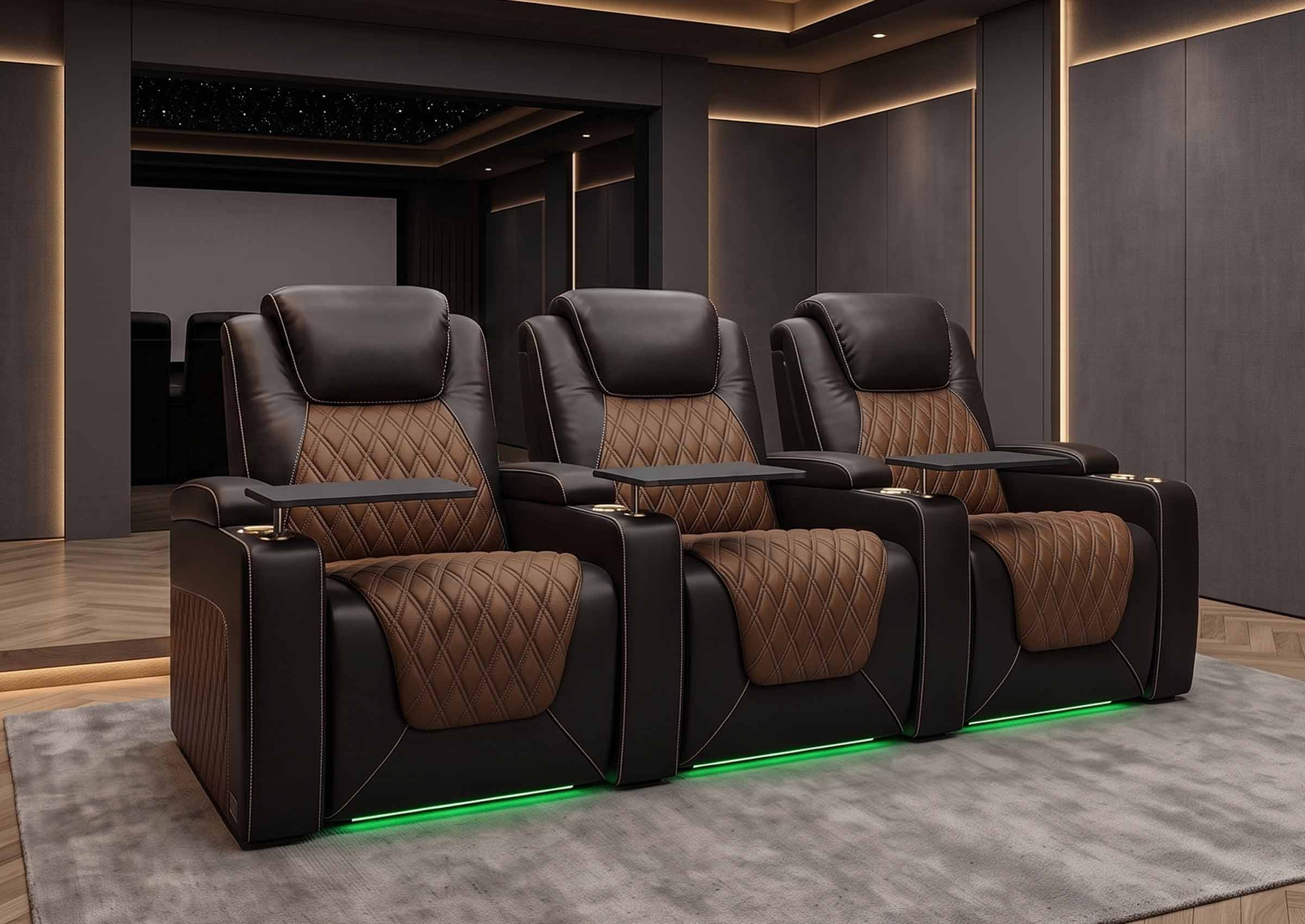 Weilianda Chic Series Black Custom 3-Seat Two-Tone Movie Sofa | Power Reclining Chair