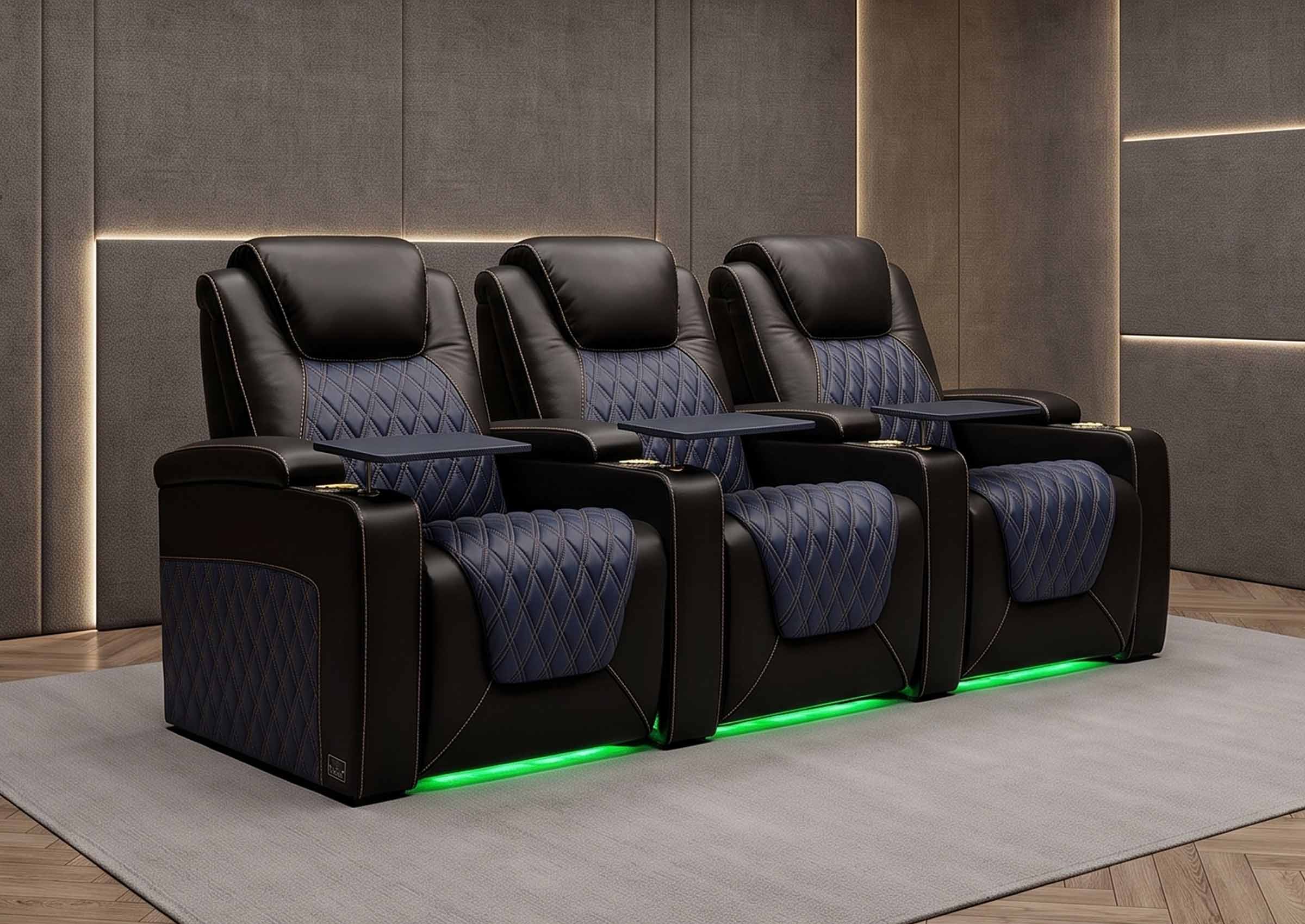 Weilianda Chic Series Black Custom 3-Seat Two-Tone Movie Sofa | Power Reclining Chair