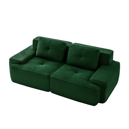 Oversized 6-Seater V-Shaped Corduroy Sectional with Dual Movable Ottomans